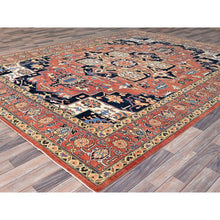 Load image into Gallery viewer, 9&#39;1&quot;x12&#39; Indian Red, Denser Weave Afghan Peshawar Serapi Heriz Design With Large Center Medallion, Vegetable Dyes, Soft and Shiny Wool, Hand Knotted, Oriental Rug FWR521682