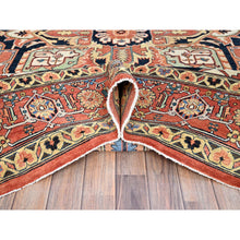 Load image into Gallery viewer, 9&#39;1&quot;x12&#39; Indian Red, Denser Weave Afghan Peshawar Serapi Heriz Design With Large Center Medallion, Vegetable Dyes, Soft and Shiny Wool, Hand Knotted, Oriental Rug FWR521682