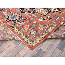 Load image into Gallery viewer, 9&#39;1&quot;x12&#39; Indian Red, Denser Weave Afghan Peshawar Serapi Heriz Design With Large Center Medallion, Vegetable Dyes, Soft and Shiny Wool, Hand Knotted, Oriental Rug FWR521682