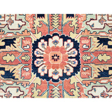 Load image into Gallery viewer, 9&#39;1&quot;x12&#39; Indian Red, Denser Weave Afghan Peshawar Serapi Heriz Design With Large Center Medallion, Vegetable Dyes, Soft and Shiny Wool, Hand Knotted, Oriental Rug FWR521682