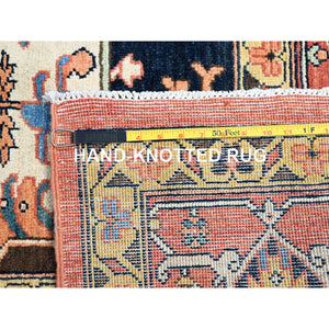 9'1"x12' Indian Red, Denser Weave Afghan Peshawar Serapi Heriz Design With Large Center Medallion, Vegetable Dyes, Soft and Shiny Wool, Hand Knotted, Oriental Rug FWR521682