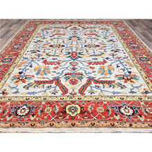 Load image into Gallery viewer, 8&#39;10&quot;x11&#39;8&quot; Murmur Gray, Pumpkin Colors, Organic Wool, Hand Knotted Afghan Peshawar Serapi Heriz All Over Design, Densely Woven and Vegetable Dyes, Oriental Rug FWR521688