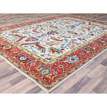 Load image into Gallery viewer, 8&#39;10&quot;x11&#39;8&quot; Murmur Gray, Pumpkin Colors, Organic Wool, Hand Knotted Afghan Peshawar Serapi Heriz All Over Design, Densely Woven and Vegetable Dyes, Oriental Rug FWR521688