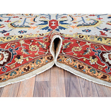 Load image into Gallery viewer, 8&#39;10&quot;x11&#39;8&quot; Murmur Gray, Pumpkin Colors, Organic Wool, Hand Knotted Afghan Peshawar Serapi Heriz All Over Design, Densely Woven and Vegetable Dyes, Oriental Rug FWR521688