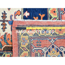 Load image into Gallery viewer, 9&#39;x11&#39;8&quot; Salmon Red With Navy Blue Corner Panels, Afghan Peshawar Hand Knotted Heriz Serapi With Large Center Medallion Design, Vegetable Dyes Pure Wool, Densely Woven, Oriental Rug FWR521694