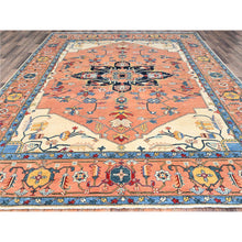 Load image into Gallery viewer, 9&#39;x11&#39;10&quot; Tea Rose Red, Hand Knotted, Denser Weave, Natural Dyes, All Wool, Afghan Peshawar Serapi Heriz with Central Motif, All Over Floral Design, Oriental Rug FWR521712
