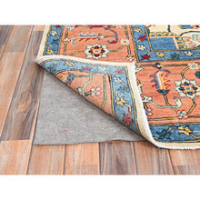 Load image into Gallery viewer, 9&#39;x11&#39;10&quot; Tea Rose Red, Hand Knotted, Denser Weave, Natural Dyes, All Wool, Afghan Peshawar Serapi Heriz with Central Motif, All Over Floral Design, Oriental Rug FWR521712