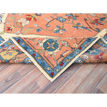 Load image into Gallery viewer, 9&#39;x11&#39;10&quot; Tea Rose Red, Hand Knotted, Denser Weave, Natural Dyes, All Wool, Afghan Peshawar Serapi Heriz With Central Motif, All Over Floral Design, Oriental Rug FWR521712