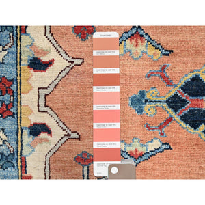 9'x11'10" Tea Rose Red, Hand Knotted, Denser Weave, Natural Dyes, All Wool, Afghan Peshawar Serapi Heriz with Central Motif, All Over Floral Design, Oriental Rug FWR521712