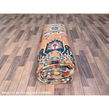 Load image into Gallery viewer, 9&#39;x11&#39;10&quot; Tea Rose Red, Hand Knotted, Denser Weave, Natural Dyes, All Wool, Afghan Peshawar Serapi Heriz With Central Motif, All Over Floral Design, Oriental Rug FWR521712