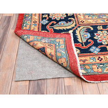 Load image into Gallery viewer, 12&#39;x17&#39;2&quot; Venetian Red, Delft Blue Border, Afghan Peshawar Serapi And Heriz Tribal Design, Hand Knotted, Soft Wool, Vegetable Dyes, Densely Woven Oriental Oversized Rug FWR521754