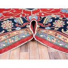 Load image into Gallery viewer, 12&#39;x17&#39;2&quot; Venetian Red, Delft Blue Border, Afghan Peshawar Serapi And Heriz Tribal Design, Hand Knotted, Soft Wool, Vegetable Dyes, Densely Woven Oriental Oversized Rug FWR521754