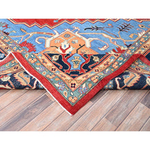 Load image into Gallery viewer, 12&#39;x17&#39;2&quot; Venetian Red, Delft Blue Border, Afghan Peshawar Serapi And Heriz Tribal Design, Hand Knotted, Soft Wool, Vegetable Dyes, Densely Woven Oriental Oversized Rug FWR521754