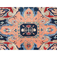 Load image into Gallery viewer, 12&#39;x17&#39;2&quot; Venetian Red, Delft Blue Border, Afghan Peshawar Serapi And Heriz Tribal Design, Hand Knotted, Soft Wool, Vegetable Dyes, Densely Woven Oriental Oversized Rug FWR521754