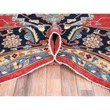 Load image into Gallery viewer, 12&#39;1&quot;x15&#39;9&quot; Deep Red, Natural Wool, Afghan Heriz Serapi Peshawar Geometric Design, Hand Knotted Denser Weave, Vegetable Dyes, Oversized Oriental Rug FWR521760