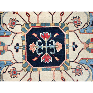 12'1"x15'9" Deep Red, Natural Wool, Afghan Heriz Serapi Peshawar Geometric Design, Hand Knotted Denser Weave, Vegetable Dyes, Oversized Oriental Rug FWR521760