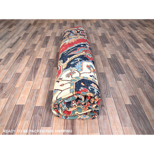 12'1"x15'9" Deep Red, Natural Wool, Afghan Heriz Serapi Peshawar Geometric Design, Hand Knotted Denser Weave, Vegetable Dyes, Oversized Oriental Rug FWR521760