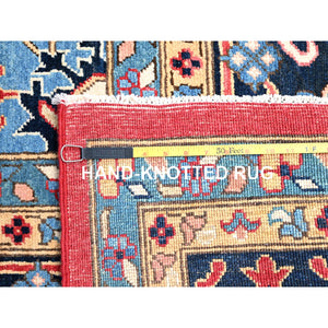 12'1"x15'9" Deep Red, Natural Wool, Afghan Heriz Serapi Peshawar Geometric Design, Hand Knotted Denser Weave, Vegetable Dyes, Oversized Oriental Rug FWR521760