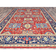 Load image into Gallery viewer, 9&#39;10&quot;x13&#39;1&quot; Ruby Red With Lapis Lazuli Blue, Afghan Peshawar Serapi Heriz With All Over Motifs Design, Vegetable Dyes, Hand Knotted Organic Wool, Denser Weave, Oriental Rug FWR521772