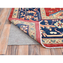 Load image into Gallery viewer, 9&#39;10&quot;x13&#39;1&quot; Ruby Red With Lapis Lazuli Blue, Afghan Peshawar Serapi Heriz With All Over Motifs Design, Vegetable Dyes, Hand Knotted Organic Wool, Denser Weave, Oriental Rug FWR521772
