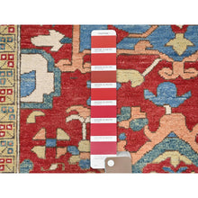 Load image into Gallery viewer, 9&#39;10&quot;x13&#39;1&quot; Ruby Red With Lapis Lazuli Blue, Afghan Peshawar Serapi Heriz With All Over Motifs Design, Vegetable Dyes, Hand Knotted Organic Wool, Denser Weave, Oriental Rug FWR521772