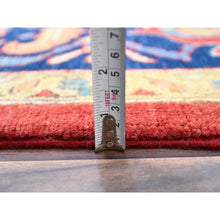 Load image into Gallery viewer, 9&#39;10&quot;x13&#39;1&quot; Ruby Red With Lapis Lazuli Blue, Afghan Peshawar Serapi Heriz With All Over Motifs Design, Vegetable Dyes, Hand Knotted Organic Wool, Denser Weave, Oriental Rug FWR521772