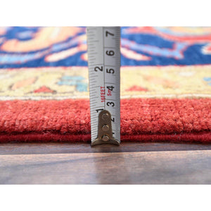 9'10"x13'1" Ruby Red With Lapis Lazuli Blue, Afghan Peshawar Serapi Heriz With All Over Motifs Design, Vegetable Dyes, Hand Knotted Organic Wool, Denser Weave, Oriental Rug FWR521772