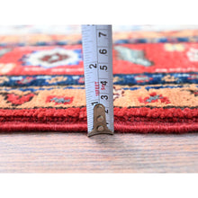 Load image into Gallery viewer, 4&#39;x5&#39;10&quot; Smoke Gray, Red Border, Hand Knotted, Velvety And Soft Wool, Densely Woven, Afghan Serapi Heriz Design With Central Motif, Natural Dyes, Oriental Rug FWR521802