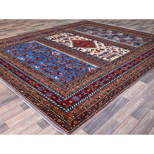 Load image into Gallery viewer, 8&#39;9&quot;x10&#39;5&quot; Lichen Blue, Multiple Borders, Compartmentation Design, Turkish Knot Geometric Pattern, Hand Knotted Small Animals And Birds Figurines, Shiny Wool, Oriental Rug FWR521862