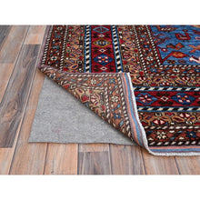 Load image into Gallery viewer, 8&#39;9&quot;x10&#39;5&quot; Lichen Blue, Multiple Borders, Compartmentation Design, Turkish Knot Geometric Pattern, Hand Knotted Small Animals And Birds Figurines, Shiny Wool, Oriental Rug FWR521862