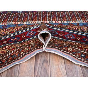 8'9"x10'5" Lichen Blue, Multiple Borders, Compartmentation Design, Turkish Knot Geometric Pattern, Hand Knotted Small Animals And Birds Figurines, Shiny Wool, Oriental Rug FWR521862