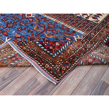 Load image into Gallery viewer, 8&#39;9&quot;x10&#39;5&quot; Lichen Blue, Multiple Borders, Compartmentation Design, Turkish Knot Geometric Pattern, Hand Knotted Small Animals And Birds Figurines, Shiny Wool, Oriental Rug FWR521862