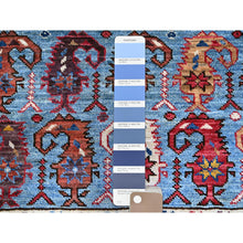 Load image into Gallery viewer, 8&#39;9&quot;x10&#39;5&quot; Lichen Blue, Multiple Borders, Compartmentation Design, Turkish Knot Geometric Pattern, Hand Knotted Small Animals And Birds Figurines, Shiny Wool, Oriental Rug FWR521862