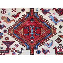 Load image into Gallery viewer, 8&#39;9&quot;x10&#39;5&quot; Lichen Blue, Multiple Borders, Compartmentation Design, Turkish Knot Geometric Pattern, Hand Knotted Small Animals And Birds Figurines, Shiny Wool, Oriental Rug FWR521862
