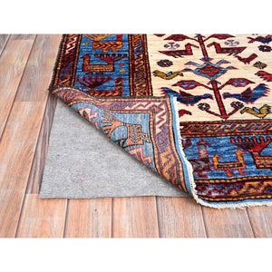 6'x7'8" Pepper White And Atlassian Blue Border, Shiny Wool, Turkish Knot With Small Birds Figurines, Hand Knotted Oriental Rug FWR521898