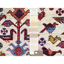 Load image into Gallery viewer, 6&#39;x7&#39;8&quot; Pepper White And Atlassian Blue Border, Shiny Wool, Turkish Knot With Small Birds Figurines, Hand Knotted Oriental Rug FWR521898