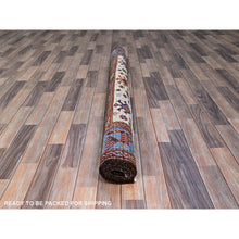 Load image into Gallery viewer, 6&#39;x7&#39;8&quot; Pepper White And Atlassian Blue Border, Shiny Wool, Turkish Knot With Small Birds Figurines, Hand Knotted Oriental Rug FWR521898