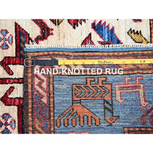 Load image into Gallery viewer, 6&#39;x7&#39;8&quot; Pepper White And Atlassian Blue Border, Shiny Wool, Turkish Knot With Small Birds Figurines, Hand Knotted Oriental Rug FWR521898