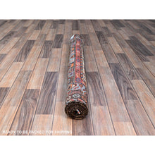 Load image into Gallery viewer, 3&#39;8&quot;x5&#39;4&quot; Swiss Coffee White With Quilt Blue Border, Hand Knotted Vibrant Wool, Turkish Knot With All Over Small Birds Figurines, Denser Weave Natural Dyes, Oriental Rug FWR521928