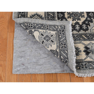 6'2"x9'2" Medium Gray, Pure Wool, Hand Knotted, Peshawar With Karajeh Design, Oriental Rug FWR522006