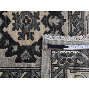 6'2"x9'2" Medium Gray, Pure Wool, Hand Knotted, Peshawar With Karajeh Design, Oriental Rug FWR522006