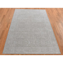 Load image into Gallery viewer, 5&#39;9&quot;x9&#39; Dorian Gray, Wool And Plant Based Silk, Fine Jacquard Hand Loomed, Tone On Tone, Oriental Rug FWR522018