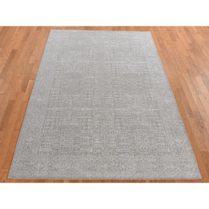 5'9"x9' Dorian Gray, Wool And Plant Based Silk, Fine Jacquard Hand Loomed, Tone On Tone, Oriental Rug FWR522018