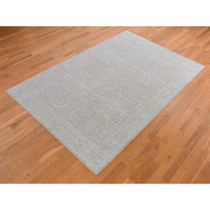 5'9"x9' Dorian Gray, Wool And Plant Based Silk, Fine Jacquard Hand Loomed, Tone On Tone, Oriental Rug FWR522018