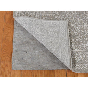 5'9"x9' Dorian Gray, Wool And Plant Based Silk, Fine Jacquard Hand Loomed, Tone On Tone, Oriental Rug FWR522018