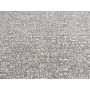 5'9"x9' Dorian Gray, Wool And Plant Based Silk, Fine Jacquard Hand Loomed, Tone On Tone, Oriental Rug FWR522018