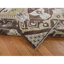 Load image into Gallery viewer, 8&#39;1&quot;x10&#39; Bistre Brown, Ikat Tribal And Geometric Design, Pure Wool, Hand Knotted, Oriental Rug FWR522042