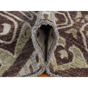 8'1"x10' Bistre Brown, Ikat Tribal And Geometric Design, Pure Wool, Hand Knotted, Oriental Rug FWR522042