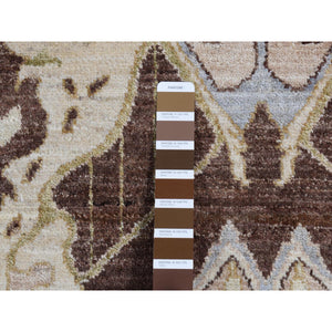 8'1"x10' Bistre Brown, Ikat Tribal And Geometric Design, Pure Wool, Hand Knotted, Oriental Rug FWR522042