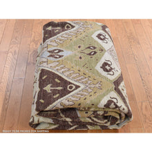 Load image into Gallery viewer, 8&#39;1&quot;x10&#39; Bistre Brown, Ikat Tribal And Geometric Design, Pure Wool, Hand Knotted, Oriental Rug FWR522042